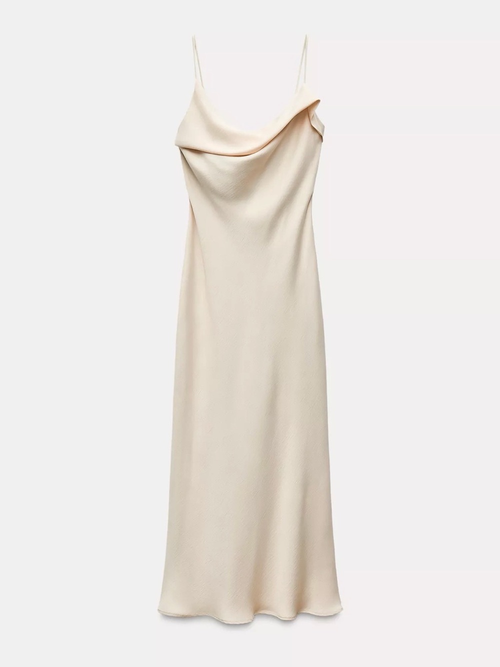 Zara Cream Cowl Neck Slip Maxi Dress